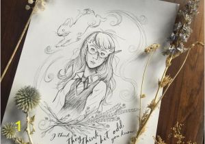 Newt Scamander Coloring Pages Luna Lovegood Hand Drawn Art Print Coloring Page Witchy Wall Decor Harry Potter Art Digital Download Printable Wall Art