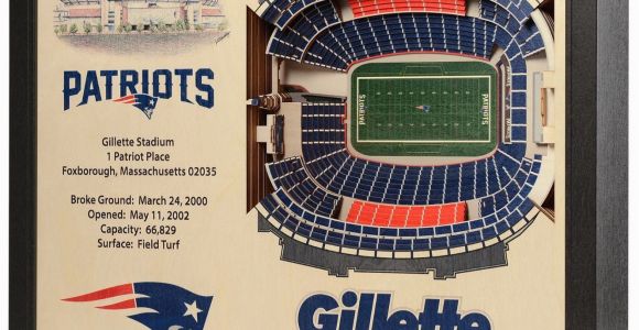 Nfl Stadium Wall Murals New England Patriots Wooden 25 Layer Stadiumview 3d Wall Art