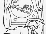 Night Sky Coloring Page Child Sleeping On Christmas Night while Santa Claus Flying