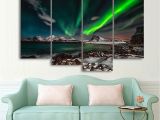 Northern Lights Wall Mural northern Lights Aurora Borealis 4 Piece Canvas Wall Art Wallpaper Mural Design Artwork Poster Decor Print Gift Painting