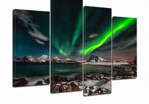 Northern Lights Wall Mural northern Lights Aurora Borealis 4 Piece Canvas Wall Art Wallpaper Mural Design Artwork Poster Decor Print Gift Painting