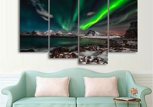 Northern Lights Wall Mural northern Lights Aurora Borealis 4 Piece Canvas Wall Art Wallpaper Mural Design Artwork Poster Decor Print Gift Painting