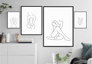 Nude Wall Murals Modular Y Nude Woman Canvas Painting Minimalist Line Drawing Wall