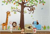 Nursery Jungle Wall Murals Jungle Wall Decal Safari Animals Wall Decal Huge Set Tree