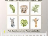 Nursery Jungle Wall Murals Safari Animal Nursery Art Tropical Nursery Art Jungle Nursery Print Greenery Nursery Decor Leaf Nursery Wall Art original Watercolor Art 6