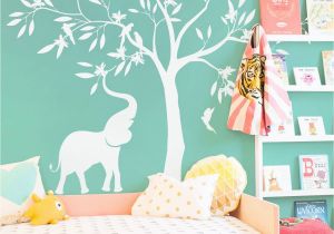 Nursery Tree Wall Mural Elegant White Tree Wall Decal White Elephant Elephant