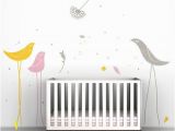 Nursery Wall Mural Decals Birds Wall Decal Carnival Birds Mural by Leolittlelion On