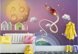 Nursery Wall Mural Ideas Nursery Wallpaper Cartoon Space Wall Mural for Child Planets