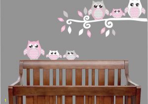 Nursery Wall Mural Stickers Pink Owl Wall Decals Owl Stickers Owl Nursery Wall Decor
