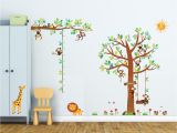 Nursery Wall Murals Uk 8 Little Monkeys Tree & Height Chart Wall Stickers