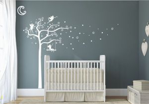 Nursery Wall Murals Uk Premium Fairy Stars & Moon Tree Quality Vinyl Matte Wall Decal