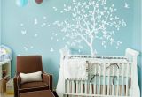 Nursery Wall Murals Uk White Tree Wall Decal Nursery with Birds Studio Wall Decoration