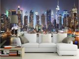 Nyc Skyline Mural Nach 3d Foto Tapete New York Stadt Nacht Wand Malerei Kunst Wandbild