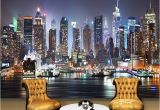 Nyc Skyline Mural Nach 3d Foto Tapete New York Stadt Nacht Wand Malerei Kunst Wandbild