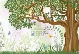 Oak Tree Wall Mural Vector Iillustration Of An Oak Tree In A Meadow