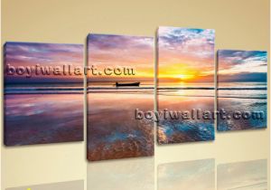 Ocean Sunset Wall Murals Beautiful Sunset Glow Seascape Sun Shine Beach Print Home Wall Art