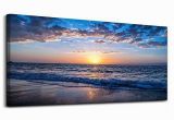 Ocean Sunset Wall Murals Moon Sea Blue Ocean Sunset 1 Piece Framed Canvas