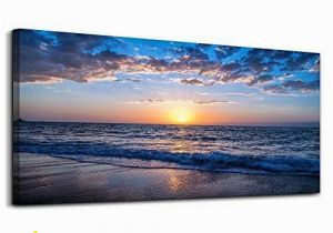 Ocean Sunset Wall Murals Moon Sea Blue Ocean Sunset 1 Piece Framed Canvas