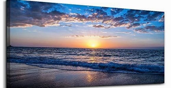 Ocean Sunset Wall Murals Moon Sea Blue Ocean Sunset 1 Piece Framed Canvas