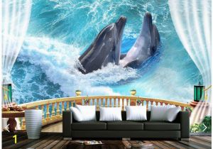 Ocean Wall Mural Wallpaper Us $11 79 Off 3d Wallpaper Custom 3d Wall Murals Wallpaper Balcony Sea Ocean Dolphin Background Wall Paintings 3d Living Room Photo Wallpaper In