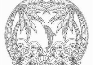 Ocean Waves Coloring Pages Tropical Beach and Dolphin Ocean Mandala Adult Coloring Page