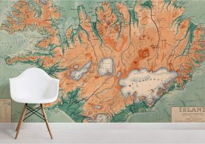 Old Map Wall Mural Iceland Vintage Map Mural Wallpaper