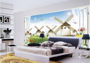 Open Window Wall Murals Custom Size 3d Wallpaper Living Room Bedroom Mural Netherlands Windmill 3d Window Picture sofa Tv Backdrop Wallpaper Non Woven Sticker Free