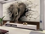 Optical Illusion Wall Murals Custom 3d Elephant Wall Mural Personalized Giant Wallpaper