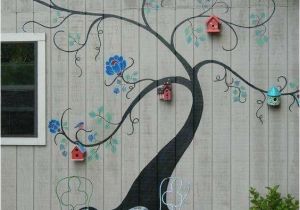 Outdoor Wall Murals for Schools Tree Mural Brightens Exterior Wall Of Outbuilding or Home