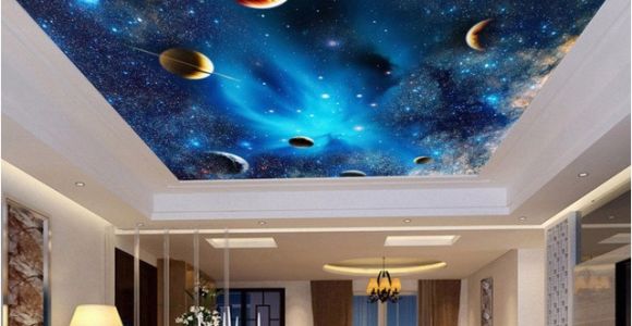 Outer Space Ceiling Murals Universe Space Planet Night Sky Stars Mural for Kids Bedroom