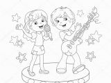 Outline Of A Boy and Girl Coloring Pages Coloring Page Outline Boy and Girl Singing A song