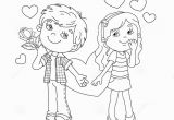 Outline Of A Boy and Girl Coloring Pages Coloring Page Outline Boy and Girl with Hearts Stock