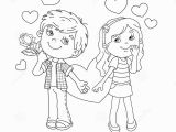 Outline Of A Boy and Girl Coloring Pages Coloring Page Outline Boy and Girl with Hearts Stock