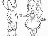 Outline Of A Boy and Girl Coloring Pages Very Cute Kids Boy and Girl — Stock Vector © Yavi