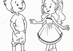 Outline Of A Boy and Girl Coloring Pages Very Cute Kids Boy and Girl — Stock Vector © Yavi