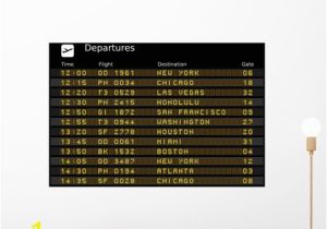 Owl Peel and Stick Wall Mural Departure Board Travel Illustration Wall Mural by