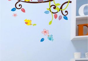 Owl Peel and Stick Wall Mural Een Hele Vrolijke Fullcolour Muursticker Van Tak Met Daarbij