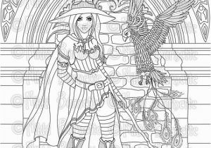 Pagan Witch Coloring Pages for Adults Digital Stamp Printable Coloring Page Witch Stamp Adult