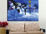 Paint by Number Wall Murals for Adults 2019 Oil Painting by Numbers Diy Handpainted Winter Snowman Family