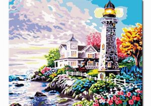Paint by Number Wall Murals for Adults Aion Line Diy Painting by Numbers Kits Drawing Lighthouse