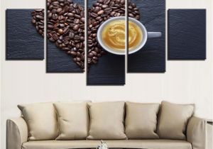 Paint by Number Wall Murals for Kids Rooms Wall Art Home Decoration Posters Frame 5 Pieces Heart Coffee Beans Cup Living Room Hd Printed Modern Painting Canvas