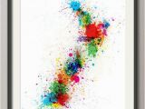 Paint Splatter Wall Mural New Zealand Paint Splashes Map Art Print 769