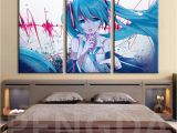 Painted Bedroom Wall Murals 2019 Wall Art Canvas Painting Poster Hatsune Miku Hd Wallpaper Cartoon Characters Modular for Bedroom Home Decoration Prints From Serlima