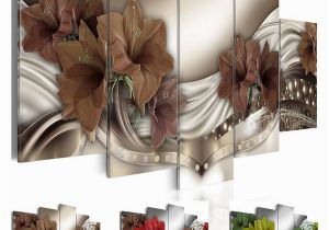 Painted Floral Wall Murals 2019 Fashion Wall Art Canvas Painting Red Brown Green Diamond Lilies Flower Modern Home Decoration No Frame From Wlz $11 06