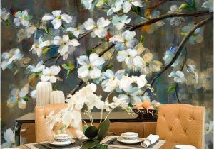 Painted Floral Wall Murals Oil Panting Cherry Blossom Floral Wall Mural Wallpaper Hand Painted Branch Cherry Blossom Wall Mural Flowers Wall Mural for Wall Decor