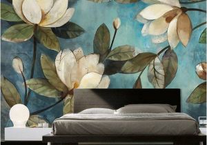 Painted Flower Wall Murals Lily Magnolian Floral Wall Decor Wall Mural Oil Paiting