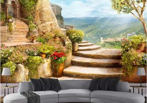 Painted Garden Wall Murals Custom Mural Wallpaper 3d Stereoscopic Space Balcony Stairs European Garden View Wall Painting Living Room Decor Wallpaper Free Wallpapers for