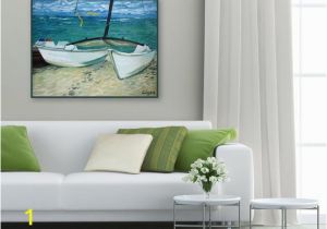 Painted Tropical Wall Murals Ocean Coastal Boat Painting Wall Art Beach Decor