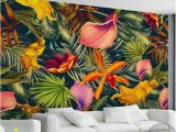 Painted Wall Mural Ideas for Living Room Custom Wall Mural Tropical Rainforest Plant Flowers Banana
