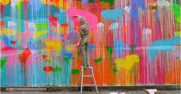 Painting A Mural On A Textured Wall Rowena Martinich Painting A Mural In north Melbourne